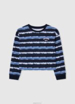 ילדה 4N8XB1408 Pepe Jeans dulwich מגשר כותנה עם פסים דהויים