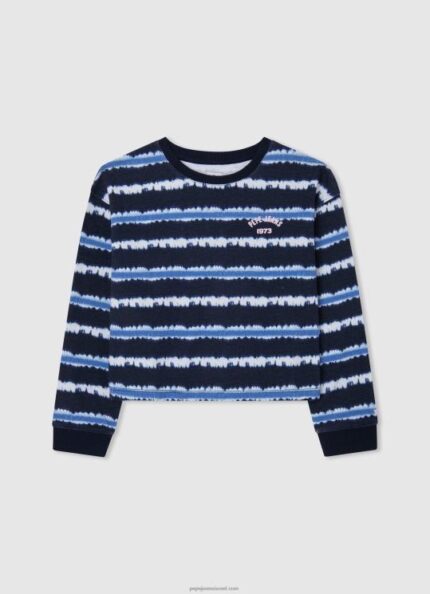 ילדה 4N8XB1408 Pepe Jeans dulwich מגשר כותנה עם פסים דהויים