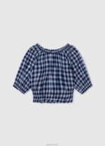 ⁦ילדה 4N8XB1421 Pepe Jeans לבן חולצת כותנה מצולעת⁩ – תמונה ⁦4⁩