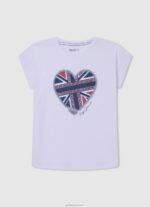 ⁦ילדה 4N8XB1428 Pepe Jeans dulwich חולצת טי לוגו נצנצים⁩ – תמונה ⁦4⁩