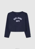ילדה 4N8XB1437 Pepe Jeans dulwich חולצת כותנה עם שרוולים ארוכים