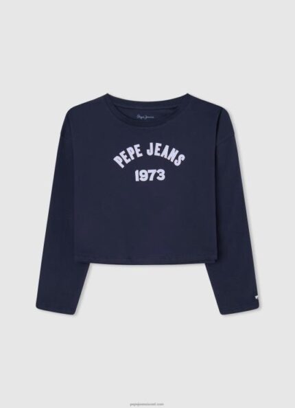 ילדה 4N8XB1437 Pepe Jeans dulwich חולצת כותנה עם שרוולים ארוכים
