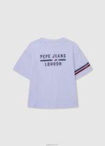 ילדה 4N8XB1449 Pepe Jeans לבן חולצת טריקו בכושר קופסא בהדפס לוגו
