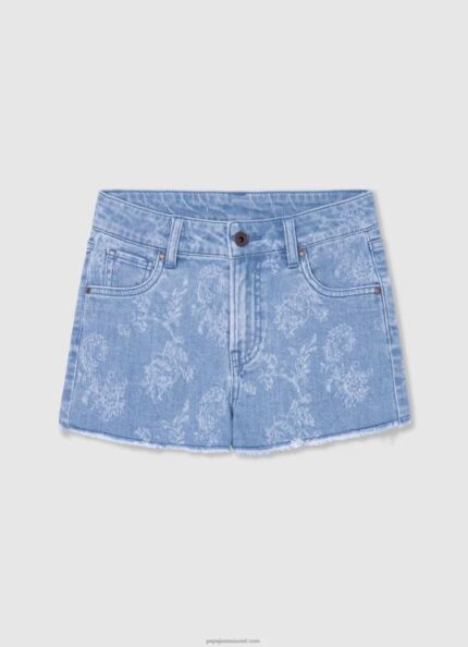 ילדה 4N8XB1490 Pepe Jeans דֵנִים מכנסי ג'ינס קצרים בהדפס פרחים קציצות