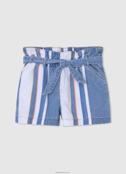ילדה 4N8XB1508 Pepe Jeans דֵנִים מכנסי ג'ינס קצרים בהדפס פסים