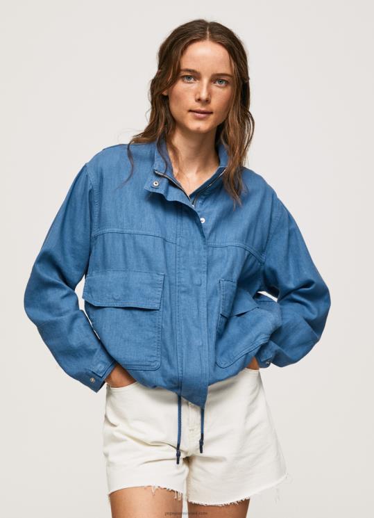 d7a0d7a9d799d79d_4n8xb128_pepe_jeans_chambray_d79ed7a2d799d79c_d7a4d7a9d7aad79f_d791d792d796d7a8d794_d7a8d792d795d7a2d794.jpg נשים 4N8XB128 Pepe Jeans chambray מעיל פשתן בגזרה רגועה – תמונה 1