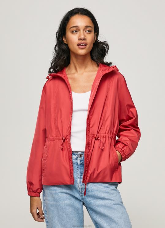 d7a0d7a9d799d79d_4n8xb129_pepe_jeans_d7a1d798d795d793d799d795_d790d793d795d79d_d79ed7a2d799d79c_d79ed7a2d799d79c_d7a8d795d797_d7.jpg נשים 4N8XB129 Pepe Jeans סטודיו אדום מעיל מעיל רוח עם קפוצ'ון – תמונה 1