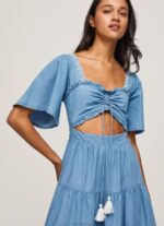 ⁦נשים 4N8XB163 Pepe Jeans כְּחוֹל שמלת ג'ינס⁩ – תמונה ⁦4⁩