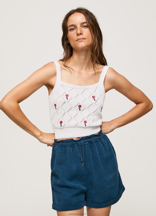 d7a0d7a9d799d79d_4n8xb232_pepe_jeans_d79cd791d79f_d797d79cd7a7_d7a2d79cd799d795d79f_d7a8d7a7d795d79d_d79ed79bd795d7aad7a0d794_d7.jpg נשים 4N8XB232 Pepe Jeans לבן חלק עליון רקום מכותנה פרח – תמונה 1