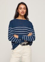 נשים 4N8XB237 Pepe Jeans אוקיינוס ג'רסי כותנה בהדפס פסים