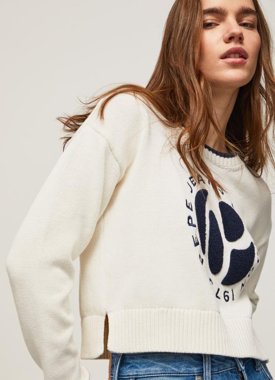 d7a0d7a9d799d79d_4n8xb253_pepe_jeans_d79cd791d79f_d794d793d7a4d7a1_d79cd795d792d795_d792d7a8d796d799_d79bd795d7aad7a0d794.jpg נשים 4N8XB253 Pepe Jeans לבן הדפס לוגו ג'רזי כותנה – תמונה 1
