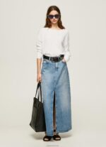 נשים 4N8XB256 Pepe Jeans לבן חולצה עם צווארון סירה בכושר נינוח