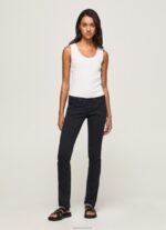נשים 4N8XB298 Pepe Jeans שָׁחוֹר ג'ינס ונוס ונוס בהתאמה ישרה עם מותניים נמוכים