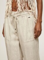⁦נשים 4N8XB301 Pepe Jeans אֶבֶן מכנסי ארמון פשתן⁩ – תמונה ⁦3⁩