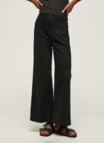 ⁦נשים 4N8XB313 Pepe Jeans שָׁחוֹר מכנסי כותנה מתרחבים⁩ – תמונה ⁦2⁩