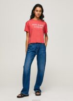 ⁦נשים 4N8XB379 Pepe Jeans סטודיו אדום חולצה בהדפס לוגו⁩ – תמונה ⁦2⁩