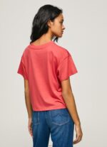 ⁦נשים 4N8XB379 Pepe Jeans סטודיו אדום חולצה בהדפס לוגו⁩ – תמונה ⁦4⁩