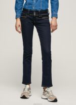 ⁦נשים 4N8XB37 Pepe Jeans דֵנִים ג'ינס עם מותניים נמוכים בהתאמה ישרה ונוס⁩ – תמונה ⁦2⁩