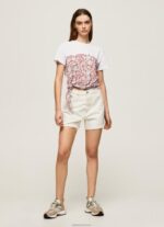 ⁦נשים 4N8XB380 Pepe Jeans סטודיו אדום חולצת כותנה מודפסת פרחונית⁩ – תמונה ⁦2⁩