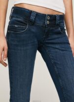 ⁦נשים 4N8XB3 Pepe Jeans דֵנִים ג'ינס עם מותניים נמוכים בהתאמה ישרה ונוס⁩ – תמונה ⁦3⁩