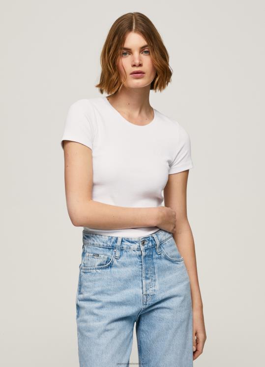 d7a0d7a9d799d79d_4n8xb404_pepe_jeans_d79cd791d79f_d797d795d79cd7a6d7aa_d79bd795d7aad7a0d794_d7a2d79d_d79cd795d792d795.jpg נשים 4N8XB404 Pepe Jeans לבן חולצת כותנה עם לוגו – תמונה 1
