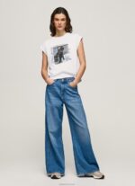 ⁦נשים 4N8XB410 Pepe Jeans לבן חולצה בהדפס תמונות⁩ – תמונה ⁦2⁩