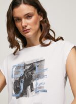 ⁦נשים 4N8XB410 Pepe Jeans לבן חולצה בהדפס תמונות⁩ – תמונה ⁦3⁩