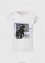 ⁦נשים 4N8XB410 Pepe Jeans לבן חולצה בהדפס תמונות⁩ – תמונה ⁦5⁩