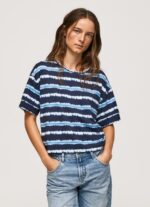 ⁦נשים 4N8XB413 Pepe Jeans dulwich חולצת טריקו מכותנה עם פסים דהויים⁩ – תמונה ⁦3⁩