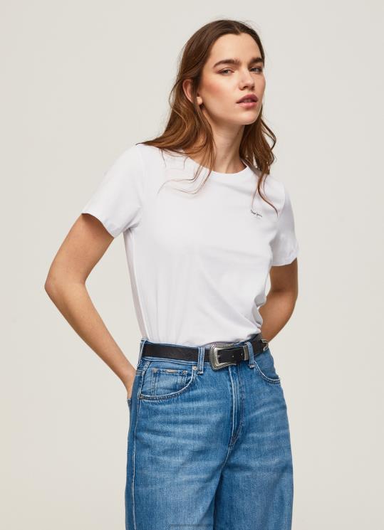 d7a0d7a9d799d79d_4n8xb420_pepe_jeans_d79cd791d79f_d797d795d79cd7a6d7aa_d798d7a8d799d7a7d795_d79ed79bd795d7aad7a0d794_d7a2d79d_d7.jpg נשים 4N8XB420 Pepe Jeans לבן חולצת טריקו מכותנה עם שרוולים קצרים – תמונה 1