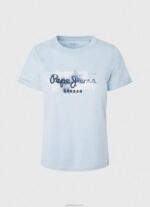 ⁦נשים 4N8XB422 Pepe Jeans מִפרָץ חולצת טריקו כותנה לוגו שיפוע⁩ – תמונה ⁦5⁩