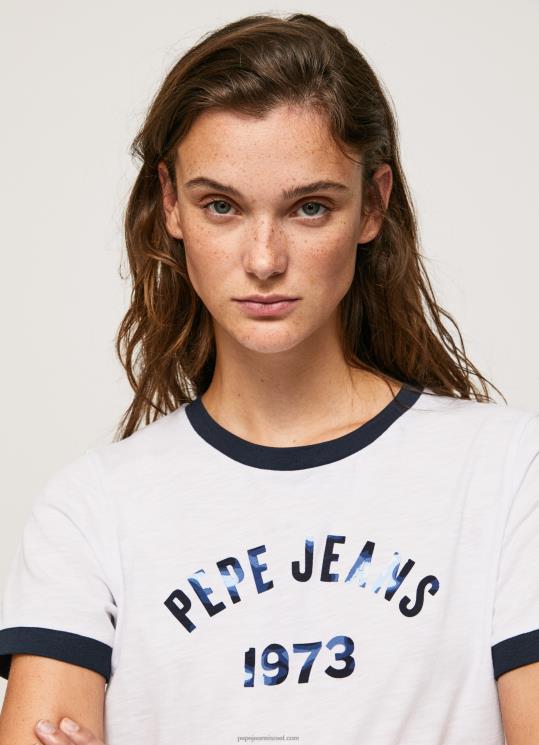 d7a0d7a9d799d79d_4n8xb424_pepe_jeans_d79cd791d79f_d797d795d79cd7a6d7aa_d798d7a8d799d7a7d795_d79bd795d7aad7a0d794_d79cd795d792d79.jpg נשים 4N8XB424 Pepe Jeans לבן חולצת טריקו כותנה לוגו מודפס – תמונה 1