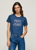 נשים 4N8XB443 Pepe Jeans אוקיינוס חולצת לוגו בהדפס שטראס