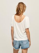 ⁦נשים 4N8XB452 Pepe Jeans לבן חולצת טריקו עם צווארון סירה משיש⁩ – תמונה ⁦4⁩