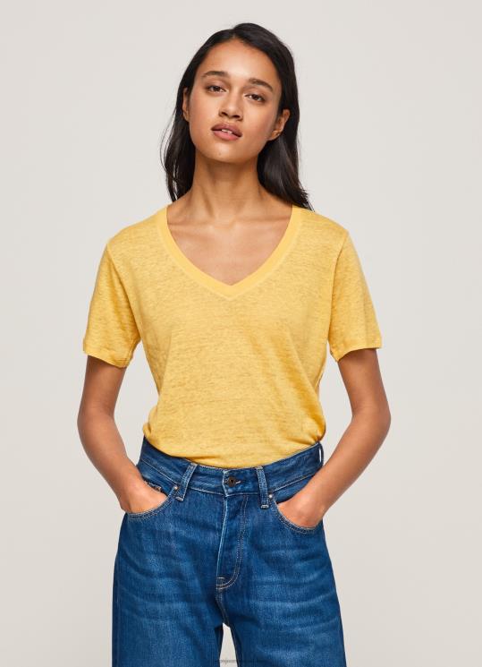 ⁦נשים 4N8XB453 Pepe Jeans זוהר חולצת טי עם צווארון V בפשתן⁩ – תמונה ⁦3⁩
