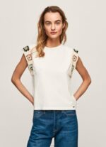 נשים 4N8XB464 Pepe Jeans מוּס חולצת טריקו עם שרוולים קרושה