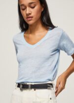 נשים 4N8XB466 Pepe Jeans מִפרָץ חולצת טי עם צווארון V בפשתן