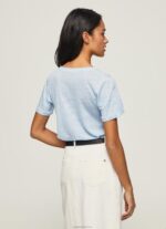 ⁦נשים 4N8XB466 Pepe Jeans מִפרָץ חולצת טי עם צווארון V בפשתן⁩ – תמונה ⁦4⁩