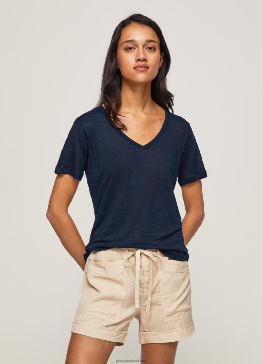 d7a0d7a9d799d79d_4n8xb467_pepe_jeans_dulwich_d797d795d79cd7a6d7aa_d798d799_d7a2d79d_d7a6d795d795d790d7a8d795d79f_v_d791d7a4d7a9d7aa.jpg נשים 4N8XB467 Pepe Jeans dulwich חולצת טי עם צווארון V בפשתן – תמונה 1