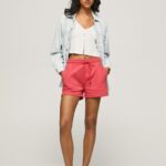 נשים 4N8XB516 Pepe Jeans סטודיו אדום מכנסי כותנה קצרים מתכווננים