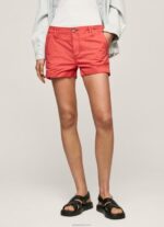 ⁦נשים 4N8XB519 Pepe Jeans סטודיו אדום מכנסי כותנה בכושר רגיל⁩ – תמונה ⁦2⁩