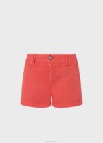 ⁦נשים 4N8XB519 Pepe Jeans סטודיו אדום מכנסי כותנה בכושר רגיל⁩ – תמונה ⁦5⁩