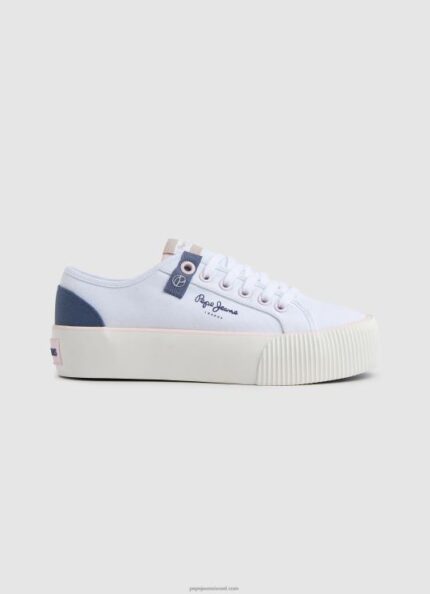 נשים 4N8XB608 Pepe Jeans לבן נעלי ספורט פלטפורמת אוטיס סאן