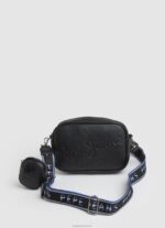 נשים 4N8XB713 Pepe Jeans שָׁחוֹר תיק crossbody מקסי עם לוגו מובלט
