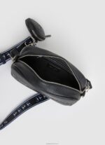 ⁦נשים 4N8XB713 Pepe Jeans שָׁחוֹר תיק crossbody מקסי עם לוגו מובלט⁩ – תמונה ⁦3⁩