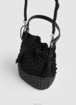 ⁦נשים 4N8XB741 Pepe Jeans שָׁחוֹר תיק דלי מקרמה וקש⁩ – תמונה ⁦2⁩