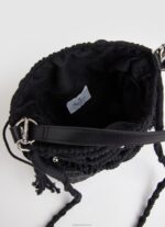 ⁦נשים 4N8XB741 Pepe Jeans שָׁחוֹר תיק דלי מקרמה וקש⁩ – תמונה ⁦3⁩